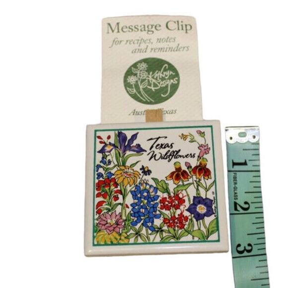 Notes Holder Ceramic Tile Florals Texas Wildflowers Messages Papers Souvenir - Picture 4 of 5